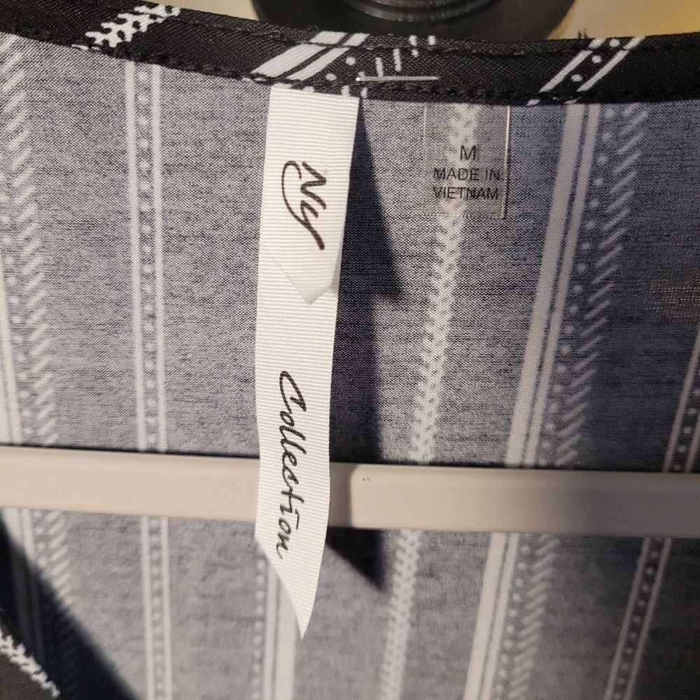 NY Collection Black and White Striped Midi Spring Dress NWOT - Picture 3 of 11